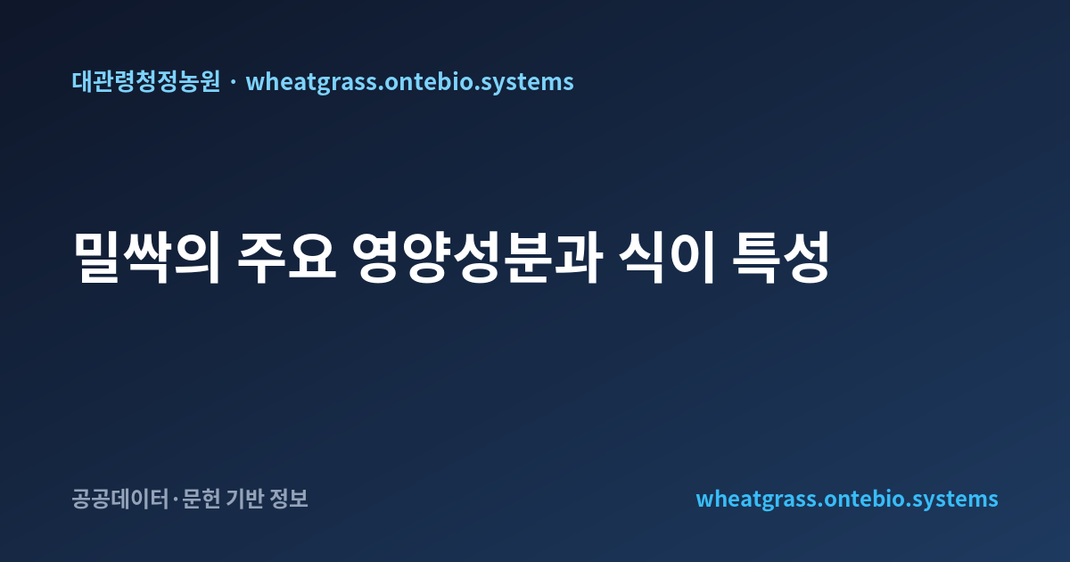 밀싹의 주요 영양성분과 식이 특성